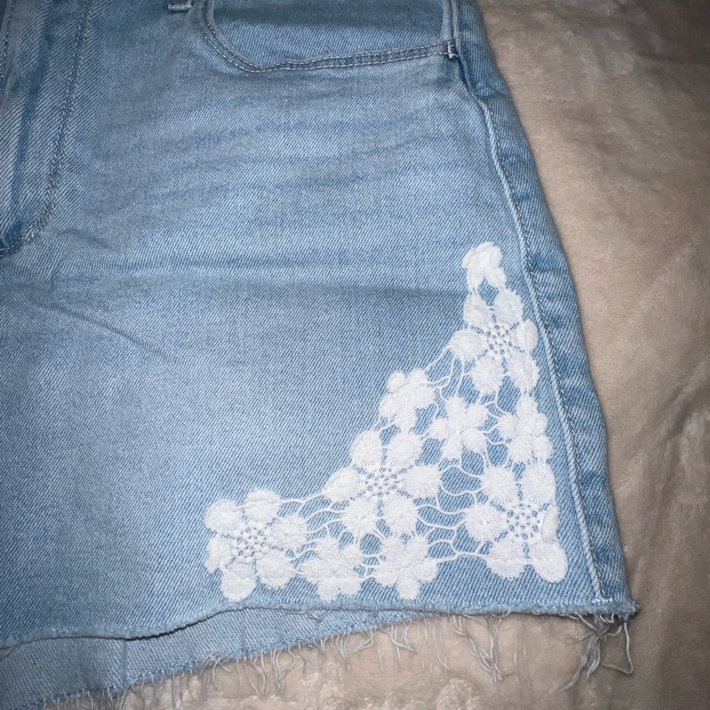 Hollister Blue Denim Shorts with Lace Accent